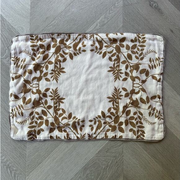 Dwell Studio 100% Linen Placemat Leaf Botanical Cream Ivory Brown Taupe - Picture 1 of 7